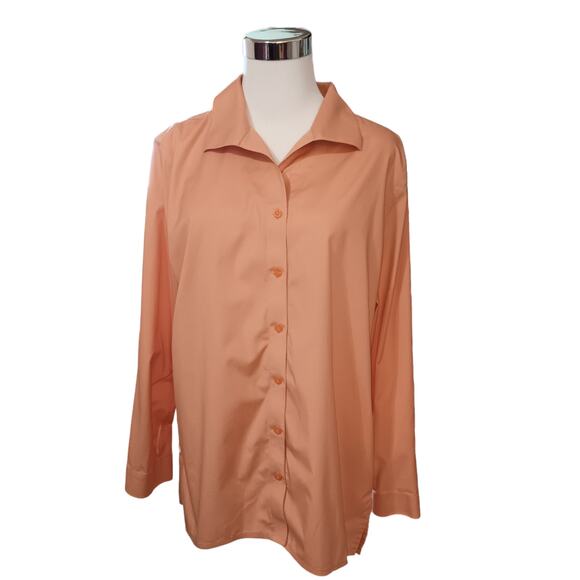 CHICO'S 3 No Iron Shirt Blouse Top Career Casual Professional 16 XL Peach Orange - Picture 8 of 8